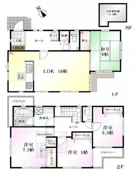 Floor plan. 60,800,000 yen, 4LDK, Land area 123.43 sq m , Building area 98.54 sq m