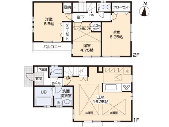 Floor plan. 64,900,000 yen, 3LDK, Land area 82 sq m , Building area 81.14 sq m floor plan