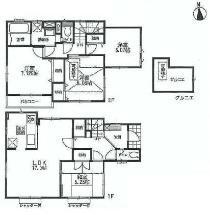 Floor plan. (1 Building), Price 63,800,000 yen, 4LDK, Land area 105.03 sq m , Building area 99.8 sq m