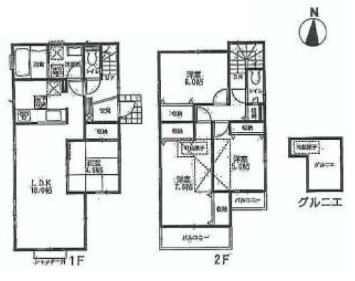 Floor plan. (5 Building), Price 65,500,000 yen, 4LDK, Land area 106.06 sq m , Building area 100.19 sq m