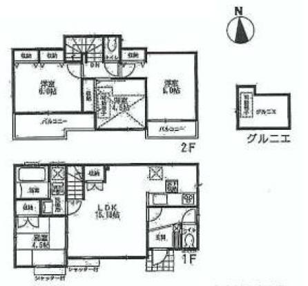 Floor plan. (6 Building), Price 57,500,000 yen, 4LDK, Land area 105.71 sq m , Building area 87.46 sq m