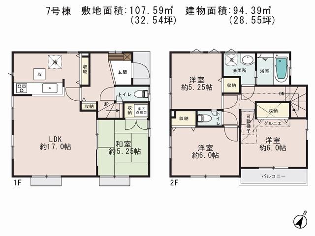 Floor plan. 44,800,000 yen, 4LDK, Land area 107.59 sq m , Building area 94.39 sq m floor plan