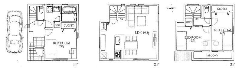 Floor plan. 73,110,000 yen, 3LDK, Land area 56.87 sq m , Building area 90.67 sq m