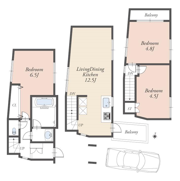 Floor plan. 44,800,000 yen, 3LDK, Land area 50.92 sq m , Building area 66.04 sq m