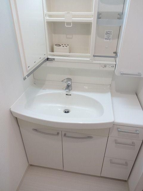 Wash basin, toilet. Bathroom vanity
