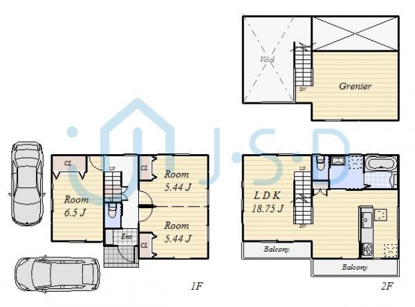 Floor plan. 54,800,000 yen, 4LDK, Land area 101.79 sq m , Building area 80.59 sq m