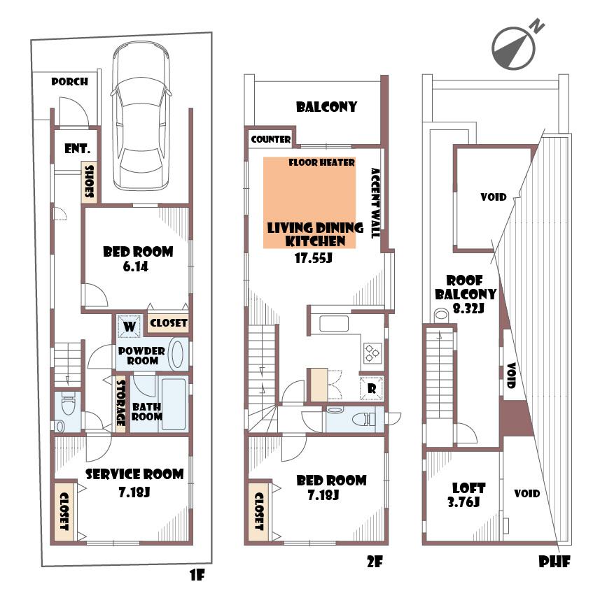 Floor plan. (A Building), Price 76,800,000 yen, 2LDK+S, Land area 81.29 sq m , Building area 100.62 sq m