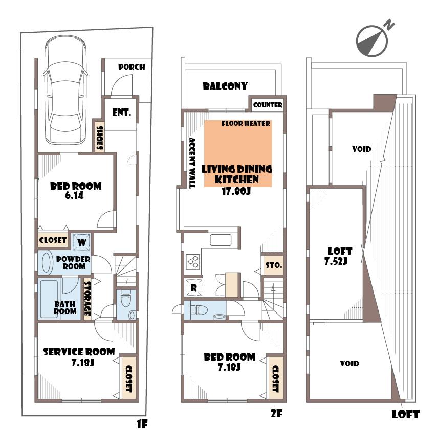 Floor plan. (B Building), Price 76,800,000 yen, 2LDK+S, Land area 81.29 sq m , Building area 97.3 sq m