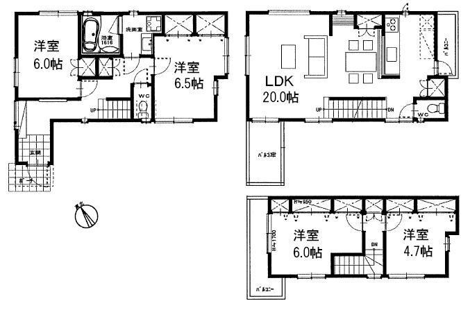 Floor plan. (Building 2), Price 59,800,000 yen, 4LDK, Land area 78.34 sq m , Building area 110.16 sq m