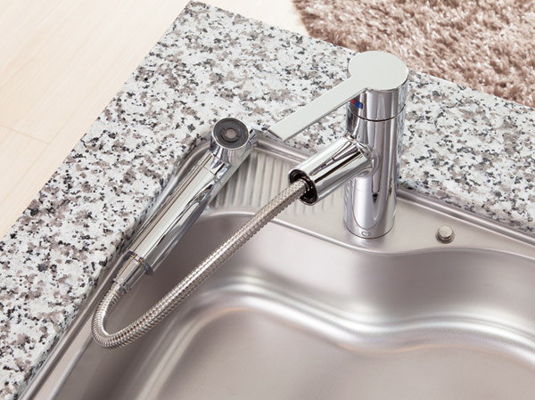 Kitchen.  [Water purifier integrated mixed shower faucet] Kitchen faucet can be operated with one hand, Also it can be used as a shower in a drawer. Also equipped with water purification function.