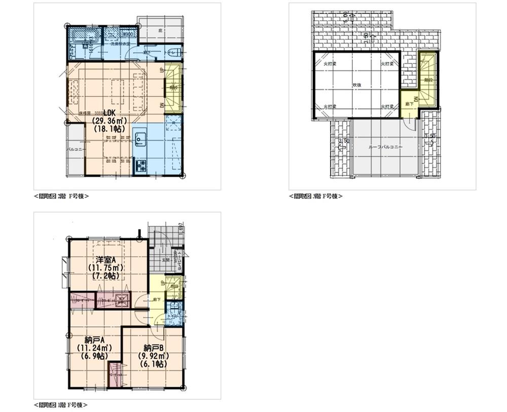 Floor plan. (F Building), Price 72,800,000 yen, 1LDK+2S, Land area 88.52 sq m , Building area 87.87 sq m