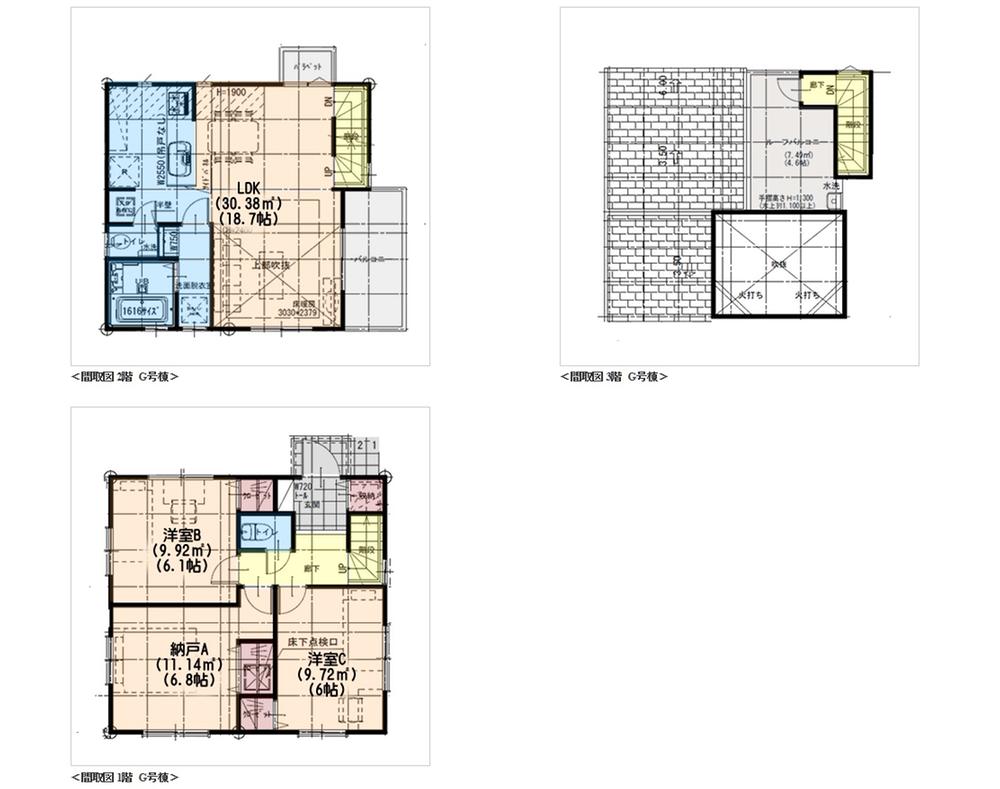 Floor plan. (G Building), Price 69,800,000 yen, 1LDK+2S, Land area 86.51 sq m , Building area 85.85 sq m