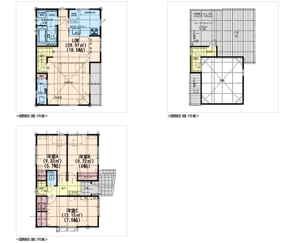 Floor plan. (J Building), Price 77,800,000 yen, 3LDK, Land area 86.86 sq m , Building area 86.67 sq m