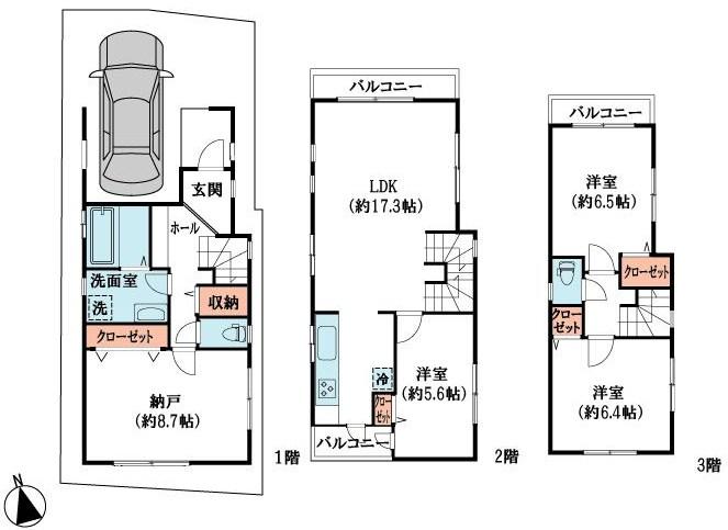 Floor plan. 61,900,000 yen, 4LDK, Land area 73 sq m , Building area 116.01 sq m
