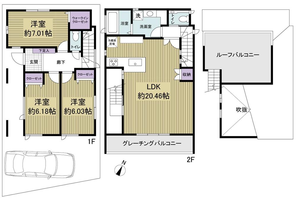 Floor plan. 85,800,000 yen, 3LDK, Land area 94.79 sq m , Building area 92.88 sq m