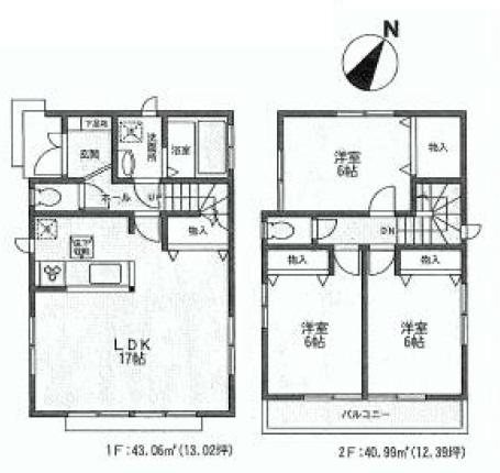 Floor plan. 57,800,000 yen, 3LDK, Land area 91.73 sq m , Building area 84.05 sq m