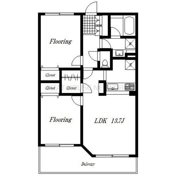 Floor plan. 2LDK, Price 48 million yen, Footprint 60.5 sq m , Balcony area 10.6 sq m