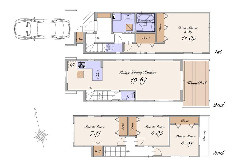 Floor plan. Price 79,900,000 yen, 3LDK+S, Land area 86.03 sq m , Building area 121.32 sq m