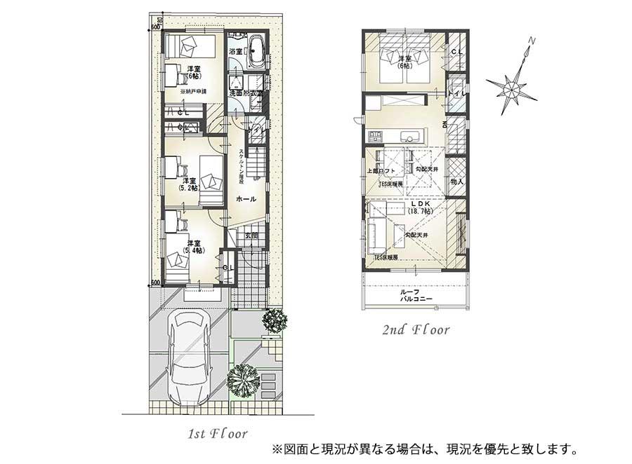 Floor plan. 77 million yen, 3LDK + S (storeroom), Land area 101.7 sq m , Building area 96.15 sq m