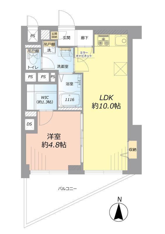 Floor plan. 1LDK, Price 15,990,000 yen, Occupied area 40.05 sq m , Balcony area 5.52 sq m