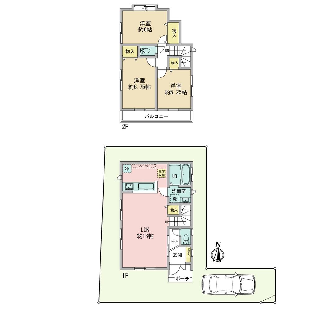 Other building plan example. Land area: 108.09 sq m 2,808 yen Building plan example (A section) Building area: 82.80 sq m 9,720,000 yen