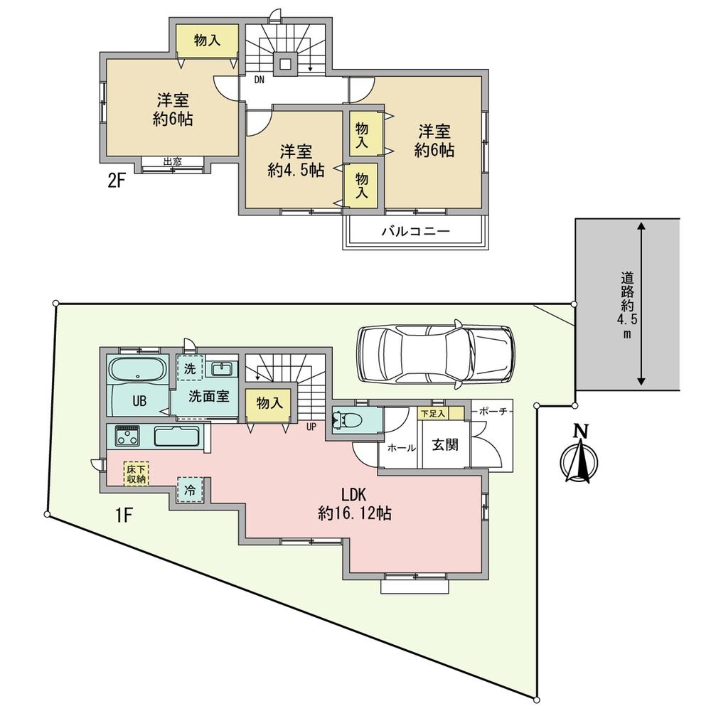 Other building plan example. Land area: 102.15 sq m 2,633 yen Building plan example (D compartment) Building area 80.73 sq m 9,470,000 yen