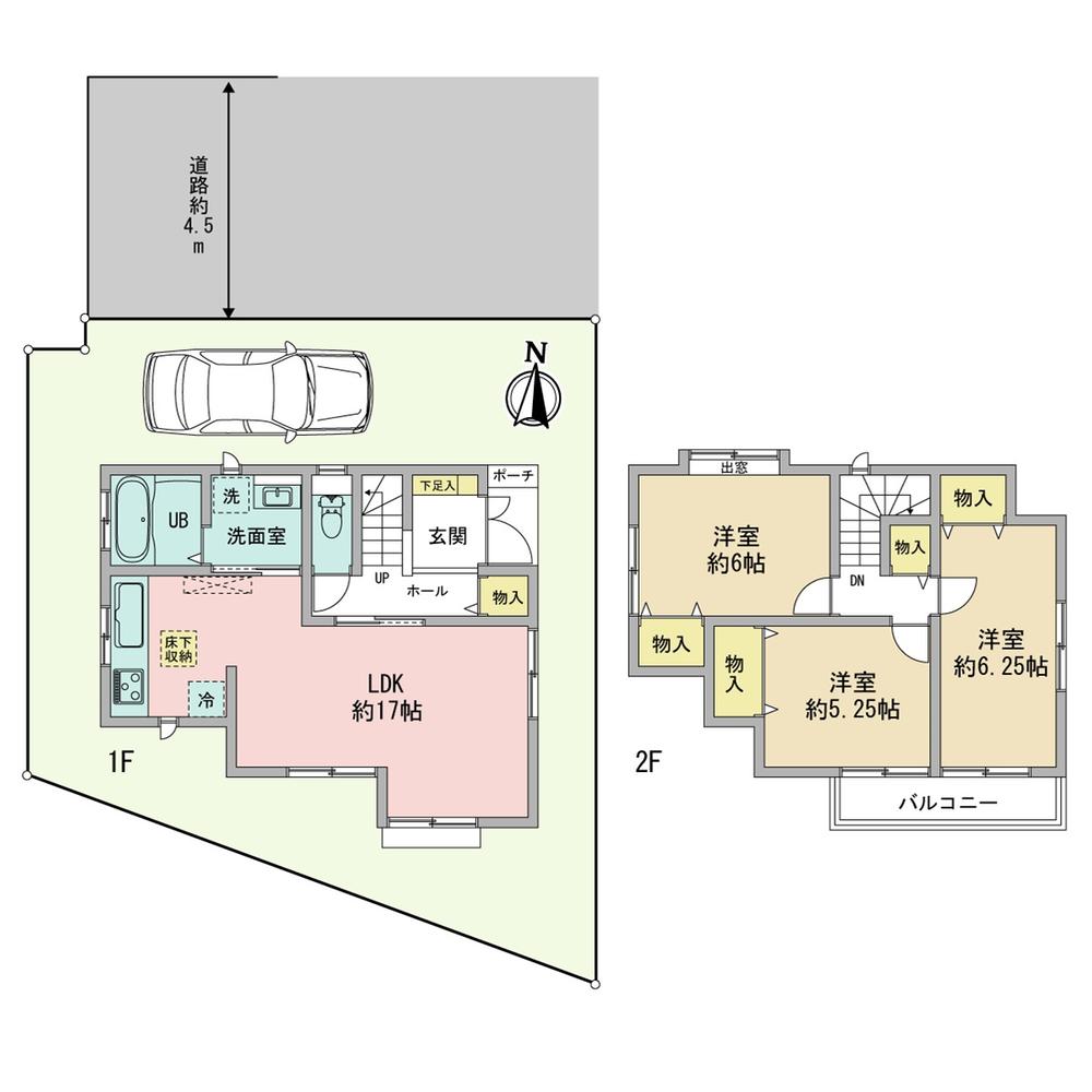 Land area: 100.07 sq m 2,702 yen Building plan example (E compartment) Building area: 79.08 sq m 9,280,000 yen