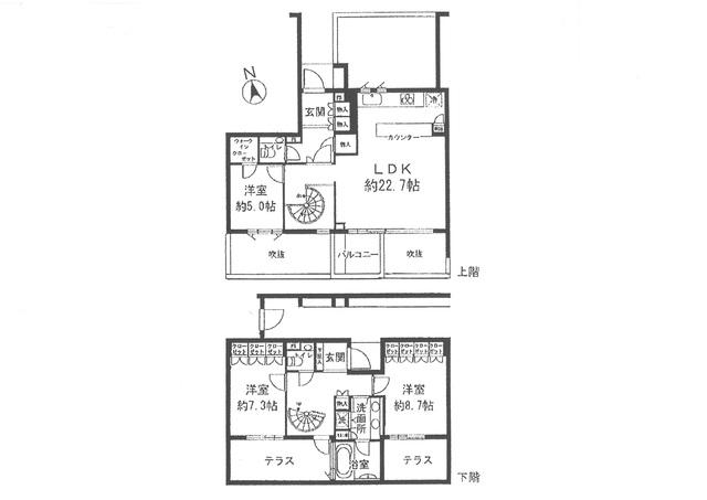 Floor plan. 3LDK, Price 119 million yen, Footprint 125.46 sq m , Balcony area 4.68 sq m maisonette