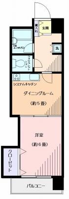 Floor plan. 1DK, Price 11.8 million yen, Occupied area 27.22 sq m , Balcony area 3.1 sq m