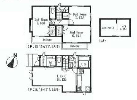 Floor plan. 66,800,000 yen, 3LDK, Land area 80.65 sq m , Building area 77.31 sq m