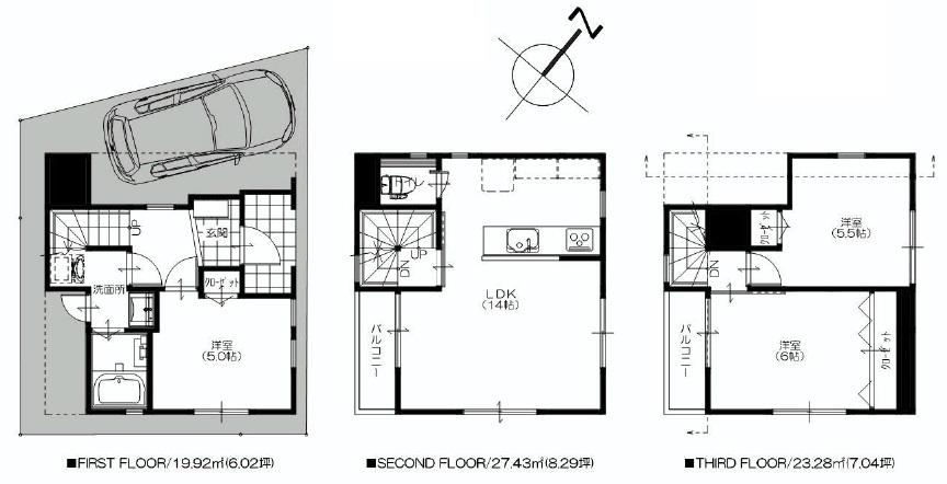 Floor plan. 49,800,000 yen, 3LDK, Land area 47.93 sq m , Building area 70.63 sq m