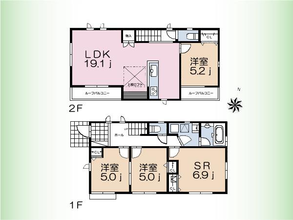 Floor plan. (C Building), Price 70,400,000 yen, 3LDK+S, Land area 104.08 sq m , Building area 94.4 sq m