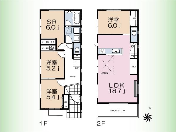 Floor plan. (B Building), Price 77 million yen, 3LDK+S, Land area 101.7 sq m , Building area 96.15 sq m