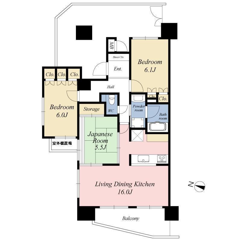 Floor plan. System kitchen / Bathroom Dryer / Corner dwelling unit / LDK15 tatami mats or more / Japanese-style room / Face-to-face kitchen / TV monitor interphone / Dish washing dryer / BS ・ CS ・ CATV / Delivery Box