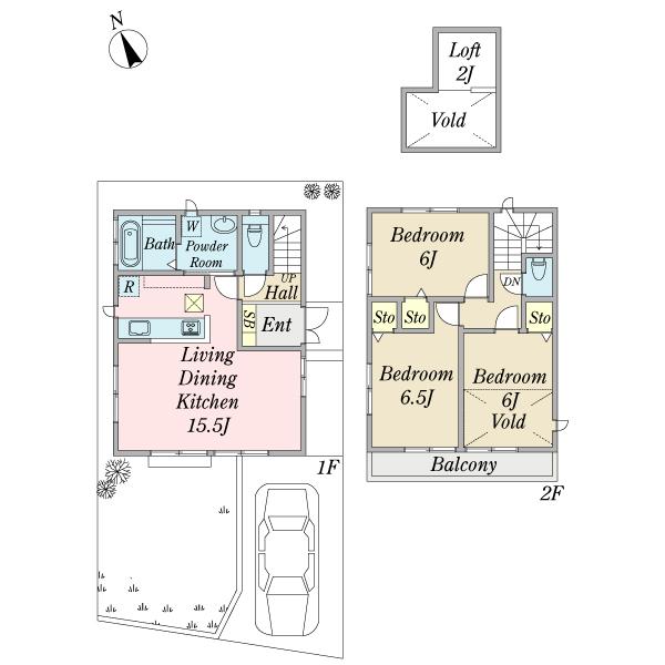Floor plan. 53,800,000 yen, 3LDK, Land area 100.06 sq m , Building area 79.48 sq m
