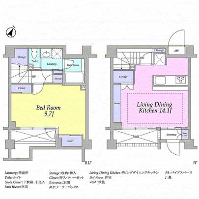 Floor plan. Underground first floor, It is the first floor of the maisonette of the room.