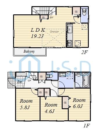 Floor plan. 59,500,000 yen, 3LDK, Land area 92.2 sq m , Building area 107.23 sq m