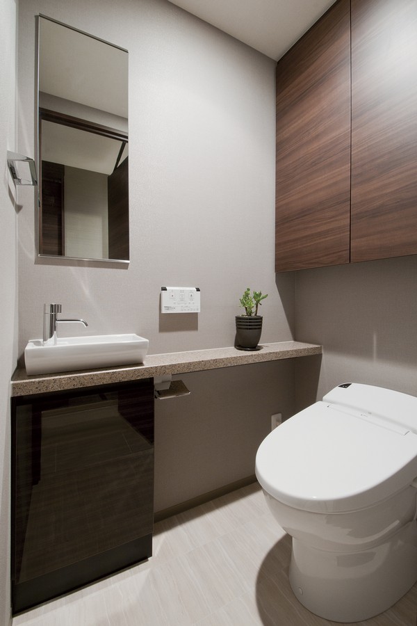 And clean, Care is also easy to tankless toilet. Also installed hand washing counter