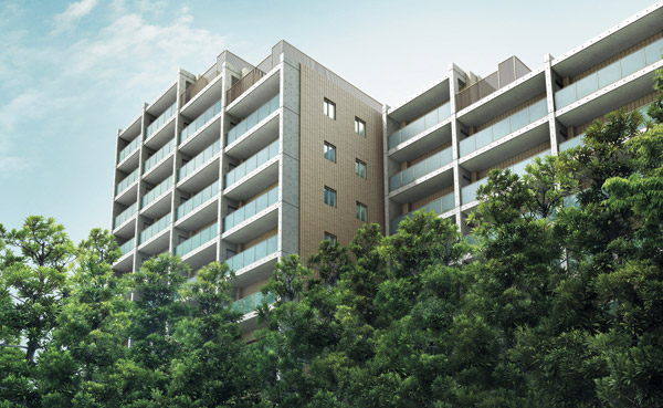 Nestled in contact with the bridge the small-diameter trees <Wieck Grand Setagaya Chitosefunabashi> (Rendering CG)