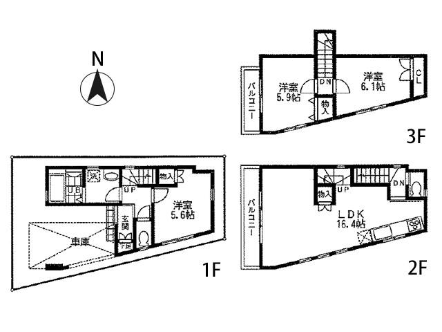Floor plan. (C Building), Price 58,800,000 yen, 3LDK, Land area 55.52 sq m , Building area 83.49 sq m