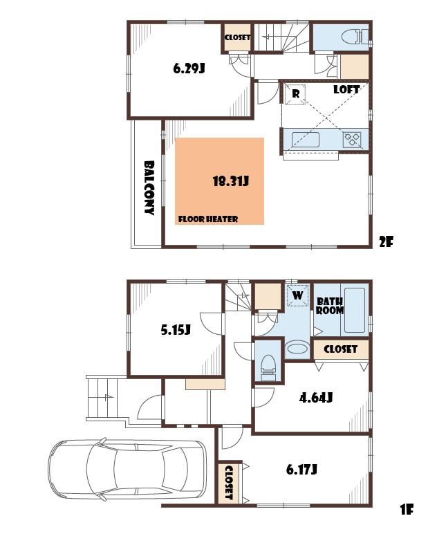 Floor plan. (B section), Price 63,800,000 yen, 4LDK, Land area 80.34 sq m , Building area 98.61 sq m