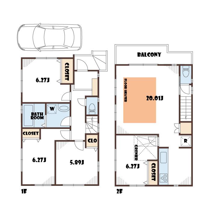 Floor plan. (C section), Price 65,800,000 yen, 4LDK, Land area 88.74 sq m , Building area 99.26 sq m
