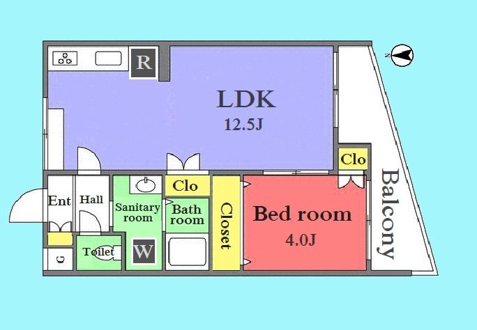 Floor plan. 1LDK, Price 20.8 million yen, Occupied area 39.34 sq m , Balcony area 6.7 sq m