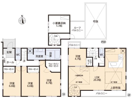 Floor plan. 83,800,000 yen, 4LDK, Land area 132.57 sq m , Building area 125.57 sq m floor plan