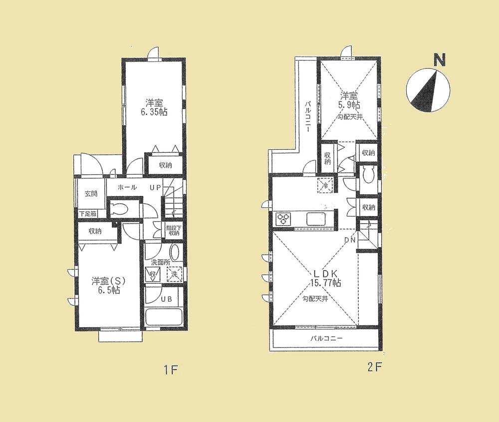 Floor plan. (B Building), Price 49 million yen, 3LDK, Land area 82.04 sq m , Building area 81.86 sq m