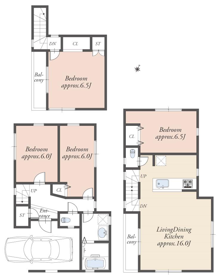 Floor plan. 64,800,000 yen, 4LDK, Land area 70.8 sq m , Building area 98.81 sq m