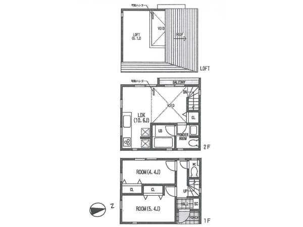 Floor plan. 36 million yen, 2LDK, Land area 43.76 sq m , Building area 60.97 sq m