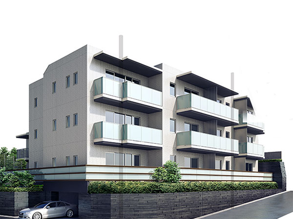 Features of the building.  [appearance]  ※ In fact a somewhat different in the things that caused draw based on the drawings of the planning stage. Also guttering, Air conditioner outdoor unit, Water heater, Evacuation hatch, There is equipment, etc. that have not been reproduced TV antenna or the like. Also planting and may be subject to change, And it has not been drawn on the assumption the state at the time of a particular season or your tenants. (Rendering)