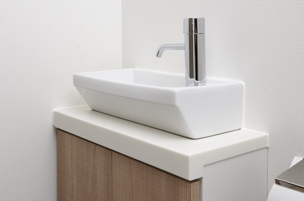 Building structure. Installed hand washing counter to the toilet