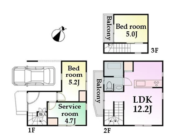 Floor plan. 46,800,000 yen, 2LDK + S (storeroom), Land area 52.76 sq m , Building area 76.92 sq m